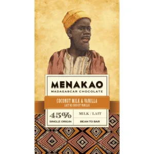 Czekolada mleczna (darkmilk) 45% z Madagaskaru z prażonym kokosem i wanilią 75g MENAKAO